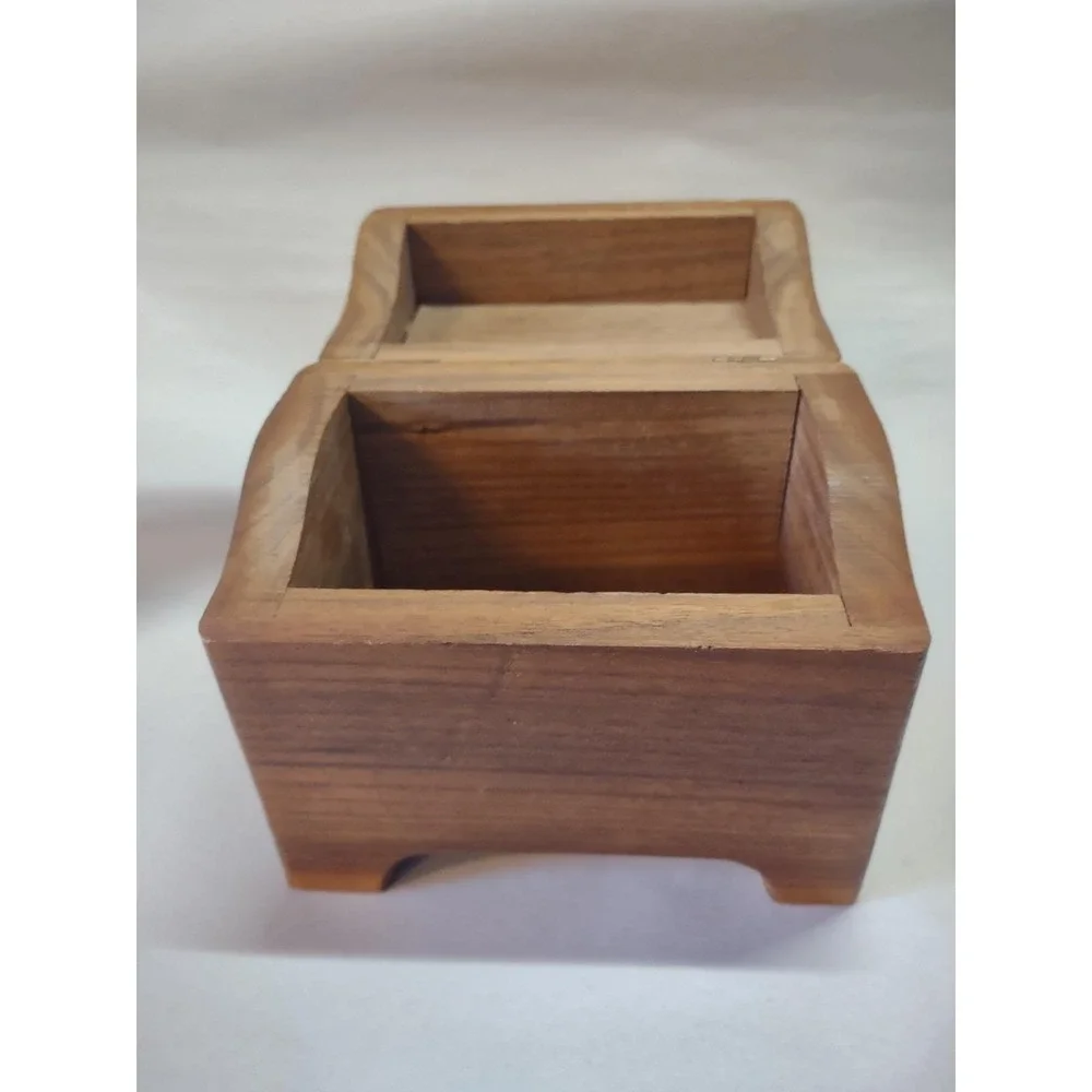 Vintage Wooden Recipe Box No Recipes Thick Wood Country Kitchen Decor